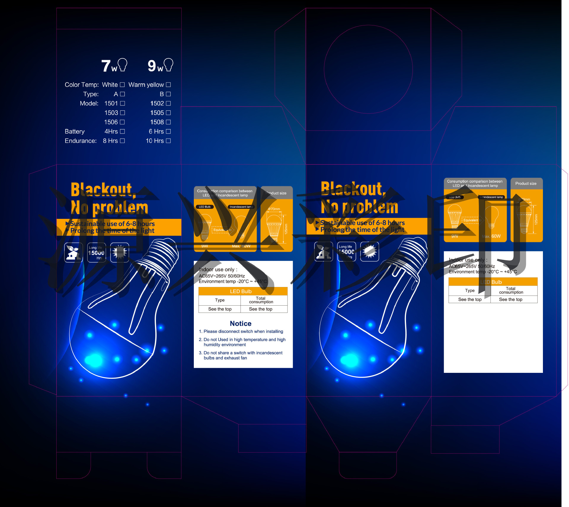 led球泡彩盒led灯泡纸盒包装led灯具彩盒定制中山古镇源兴印刷厂