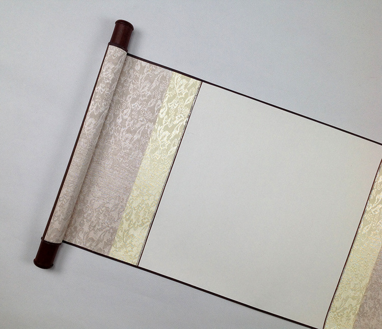 一尺小品空白挂轴卷轴书画生宣纸画轴立轴全绫布装裱厂家直销