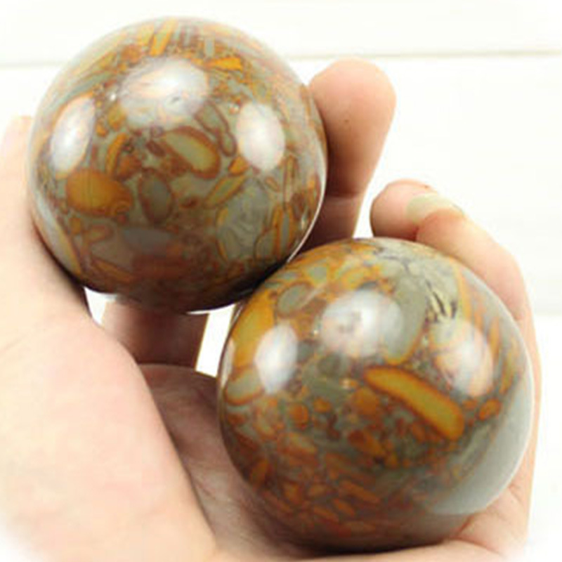 厂家直销五彩女娲石健身球打磨女娲石手球抛光女娲石批发