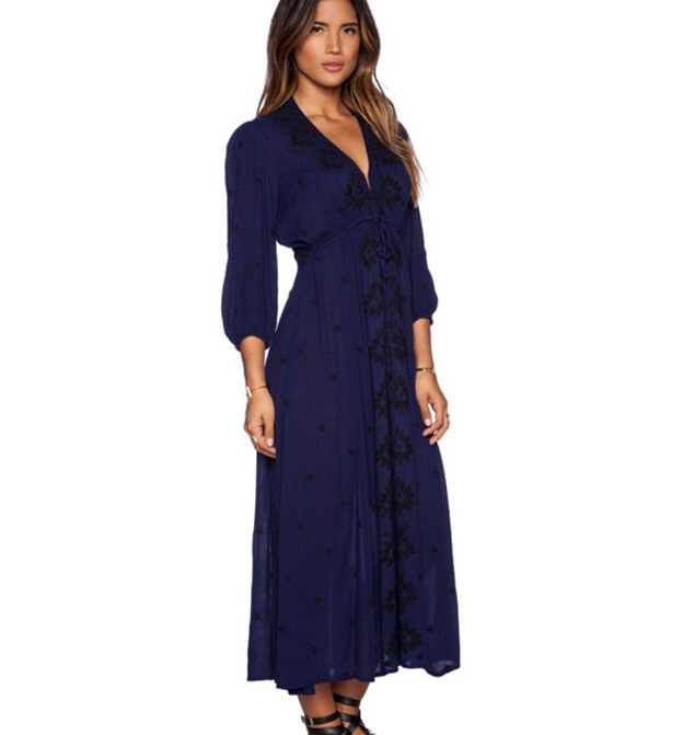 free people small pepper embroidered national wind dres