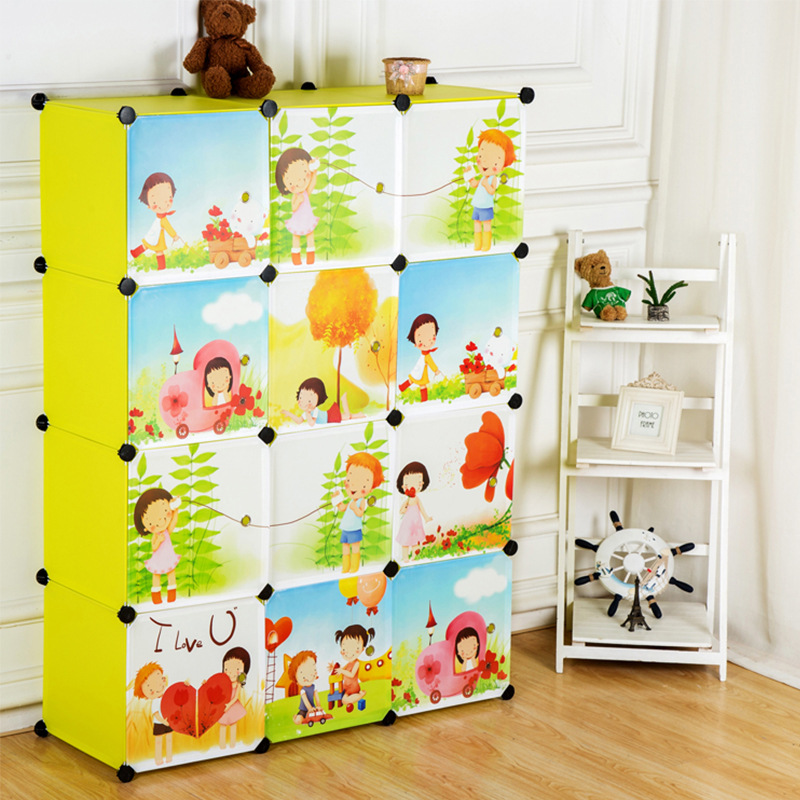 Diy Baby Folding Wardrobe Children's Cartoon Resin Wardrobe Pp Plastic Combination Locker