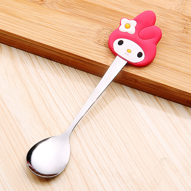 可爱卡通硅胶手柄不锈钢勺子 咖啡勺汤勺调羹搅拌勺 创意生活