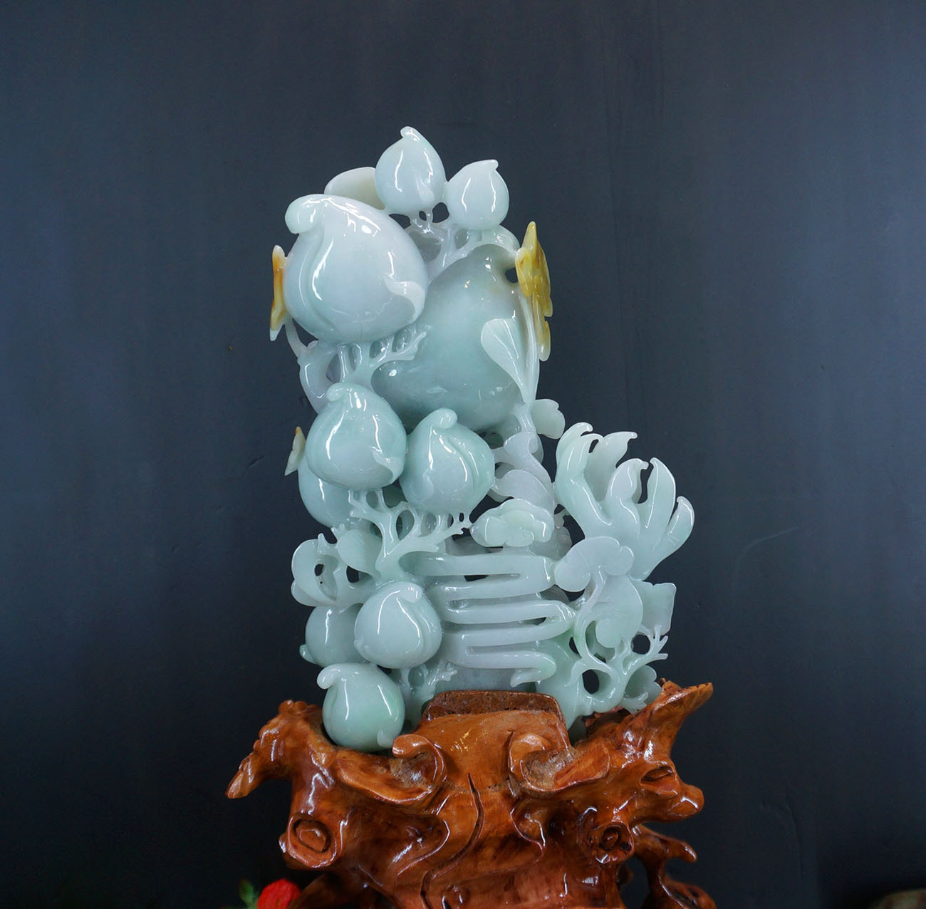 玉器雕刻摆件正品a货翡翠玉寿桃摆件【硕果累累】