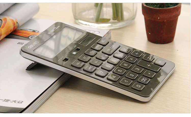 得力1548a 彩色太阳能计算 商务办公超薄学生计算机