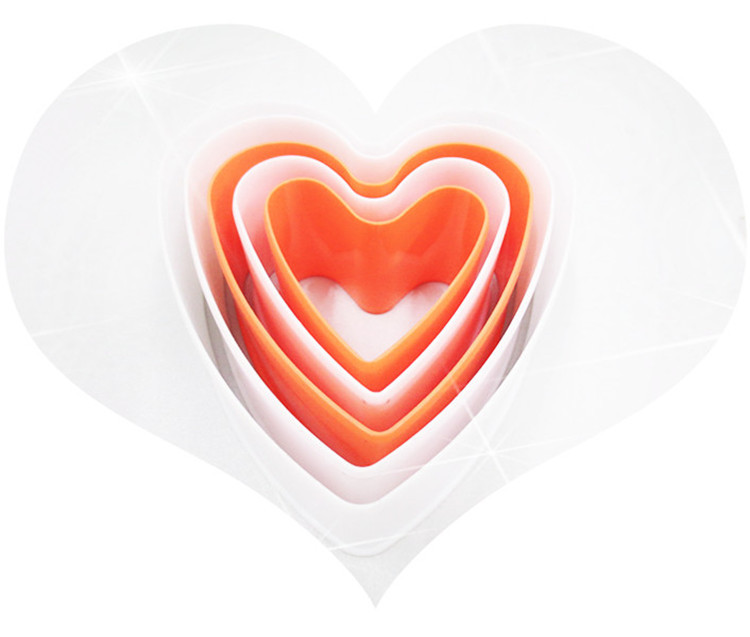 塑料爱心饼干模心形蛋糕模蛋糕切模五件套蛋糕切刀心型蛋糕模