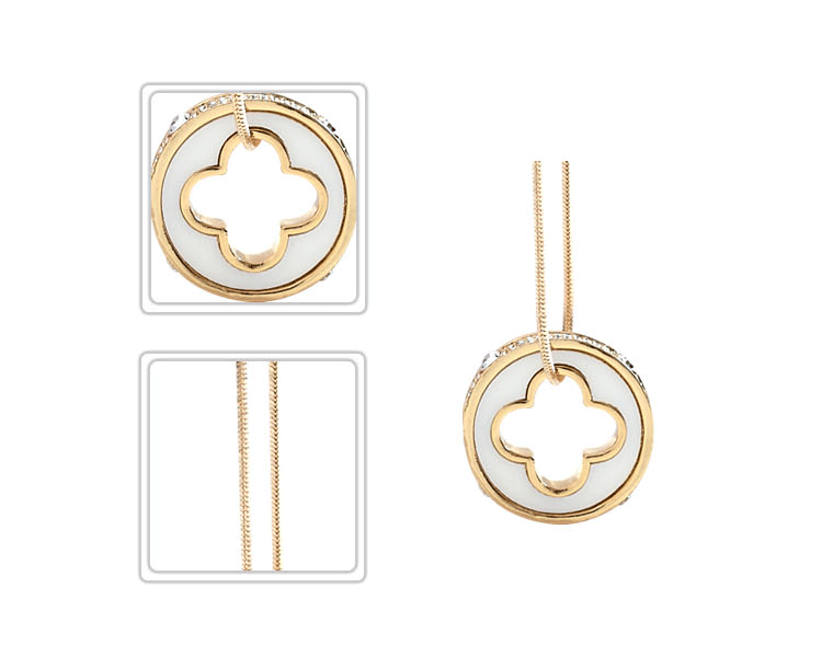 四叶花幸运圈-欧美水晶毛衣链项饰吊坠批发韩版夸张长款项链首饰