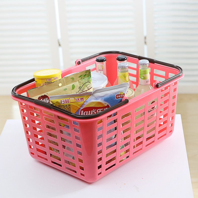 新品特价 超市手提购物篮 彩色塑料菜篮子 家用环保储物篮 s120