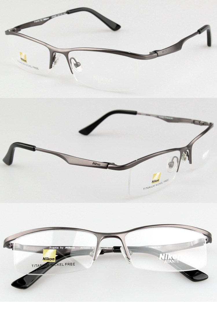 尼康nikon纯钛眼镜架 半框眼镜男款眼镜可配近视眼镜防辐射平光