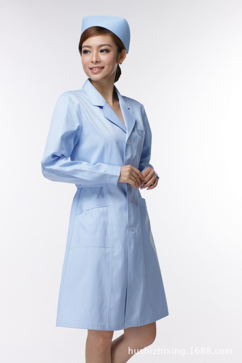 粉色长袖冬装工作服实验服药店白大褂美容服蓝色 品牌:护士之星 颜色