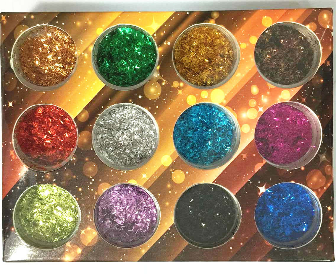 美甲用品 美甲饰品蕾丝条 美甲装饰品 12色蕾丝条型亮片 镭射条