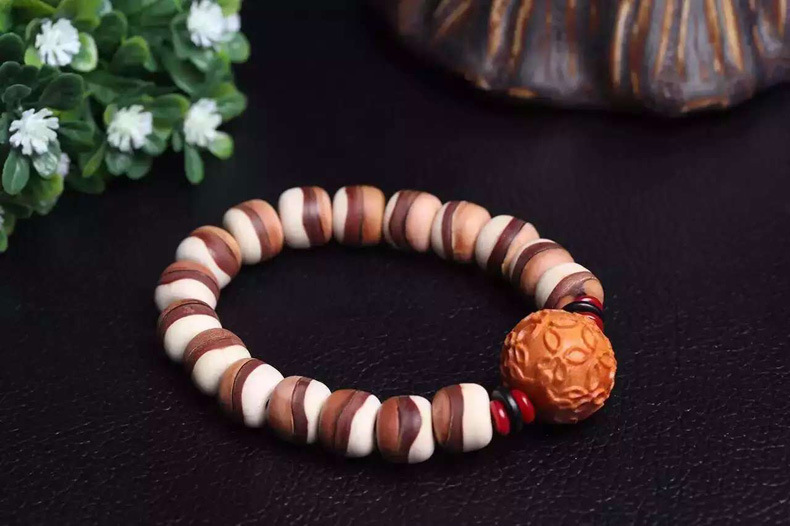 精美天然朱古力手工藏式三色菩提子 天目菩提子 配天然血龙木