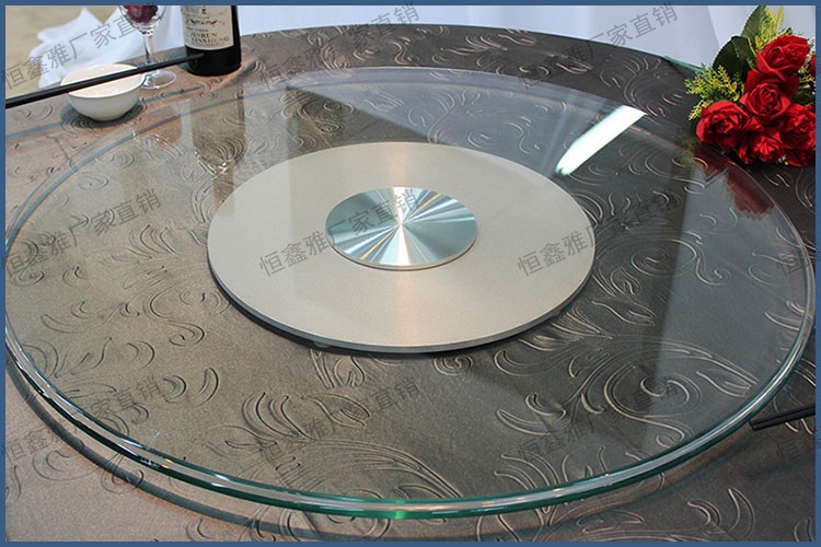 饭店圆桌餐桌转盘铝合金原色钢化玻璃转盘圆桌面转盘酒店圆盘批发