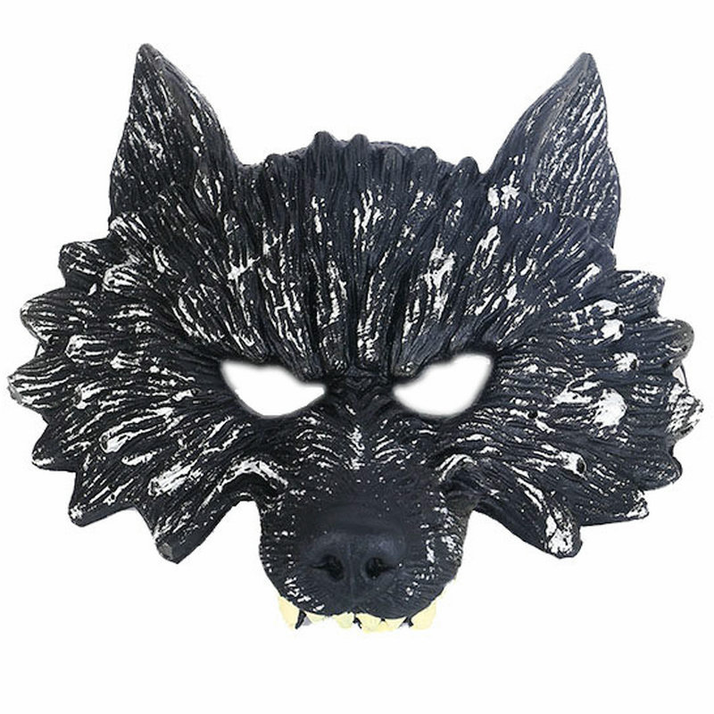 万圣节舞会装扮半脸野狼狼头面具银狼月下狼