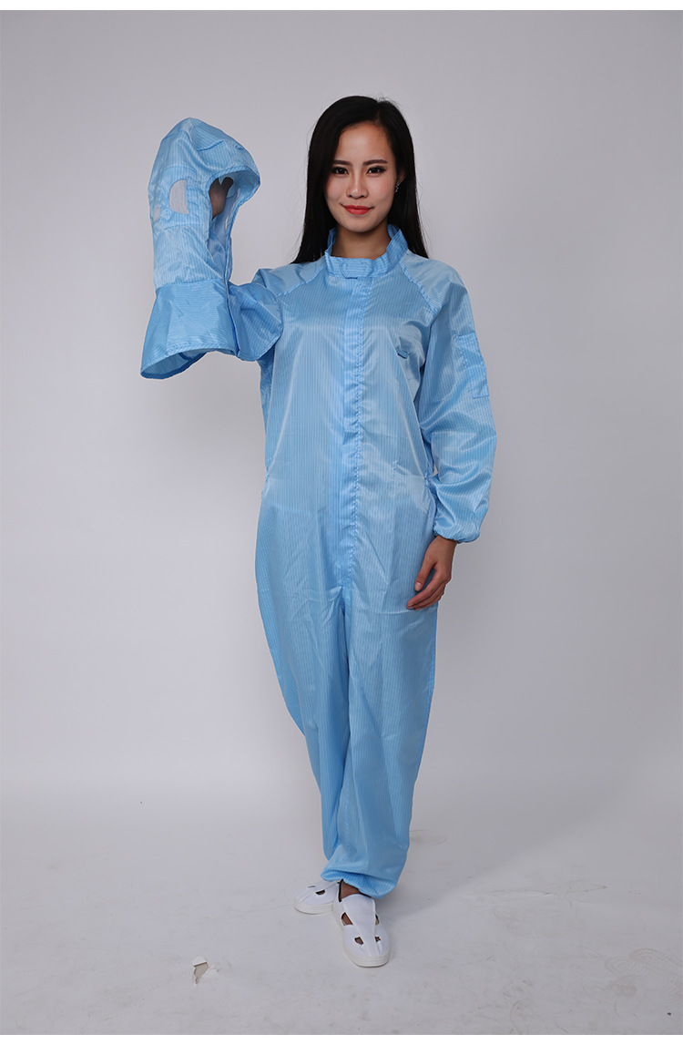 连帽无尘工作服 立领连体无尘服厂家批发防静电绸无尘工作服