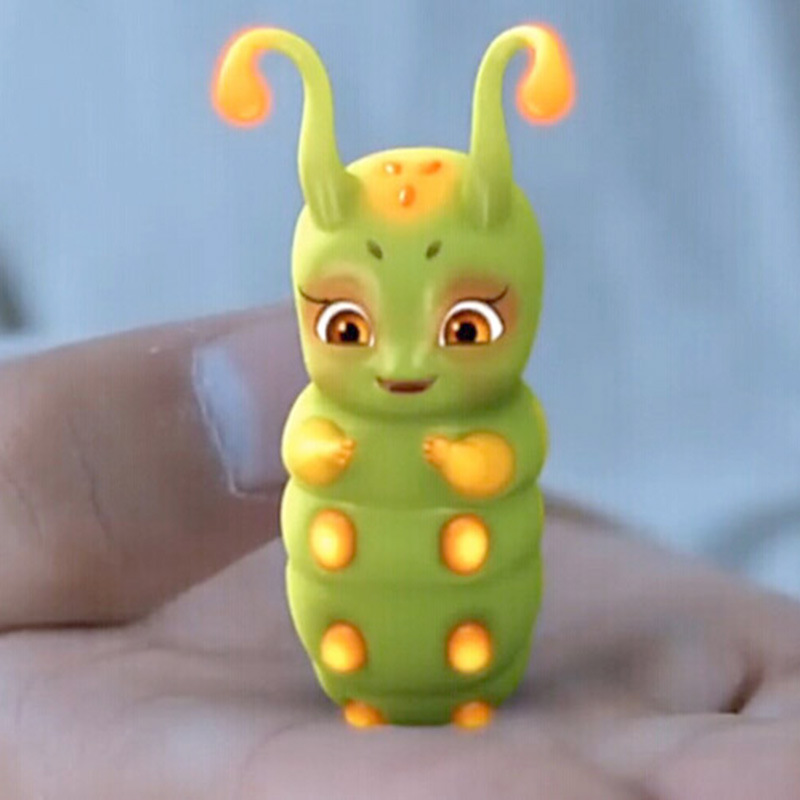 天猫跨境时尚女款花千骨灵虫糖宝吊坠七彩毛毛虫吊坠萌宠镀银项链