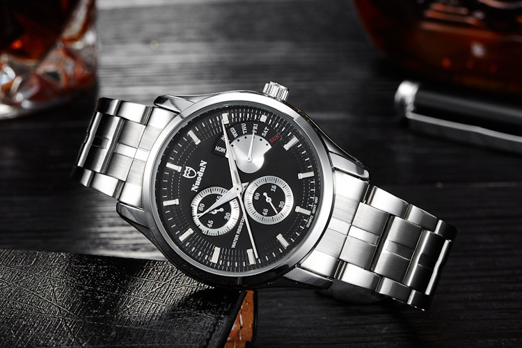 诺顿高档品牌手表 经典钢带进口石英防水男士手表