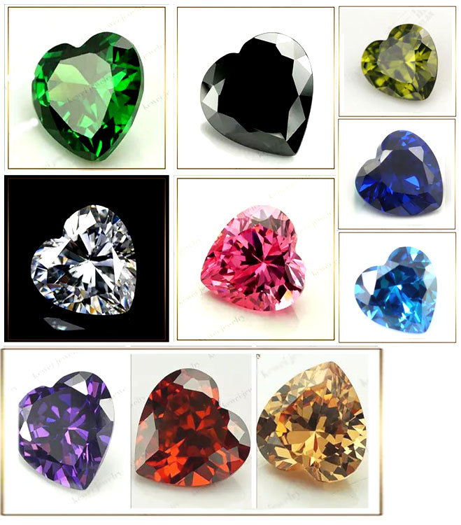 透明钻切工aaa级心形白色锆石裸石爱心形宝石批发 锆石微镶