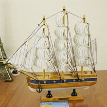 30CM实木帆船 地中海手工木质古帆船模型成品 一帆风顺工艺礼品