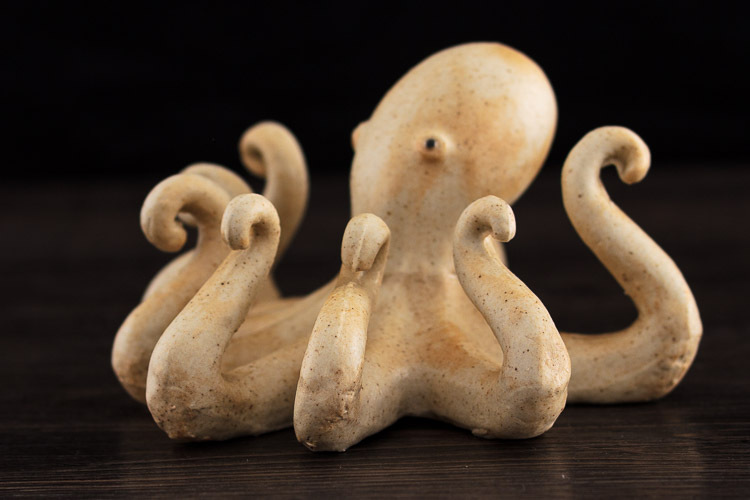 景德镇创意纯手工手捏陶器 现代家居时尚工艺品摆件章鱼批发定制