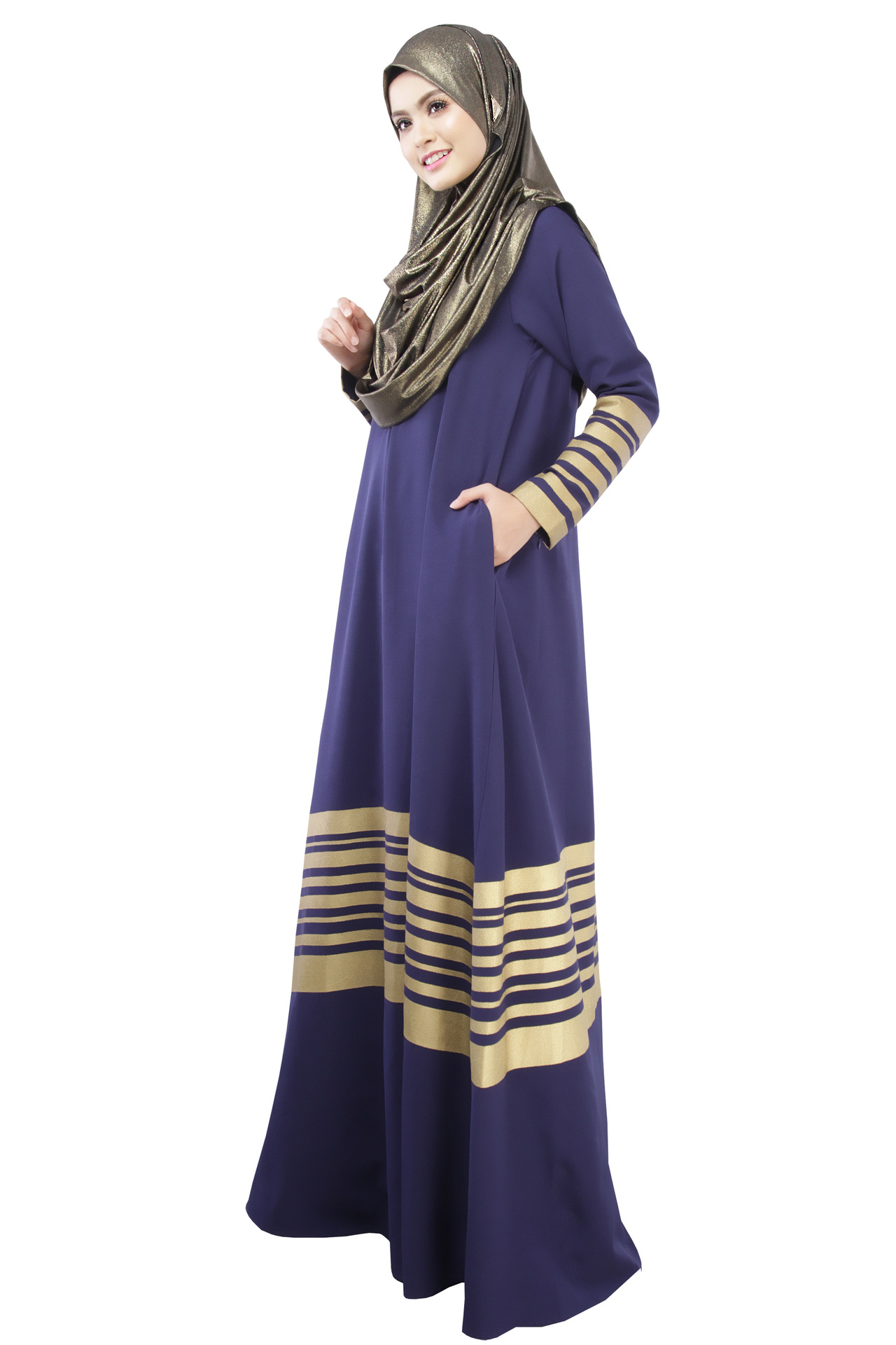 005#穆斯林服装长袖金印条 回族 民族