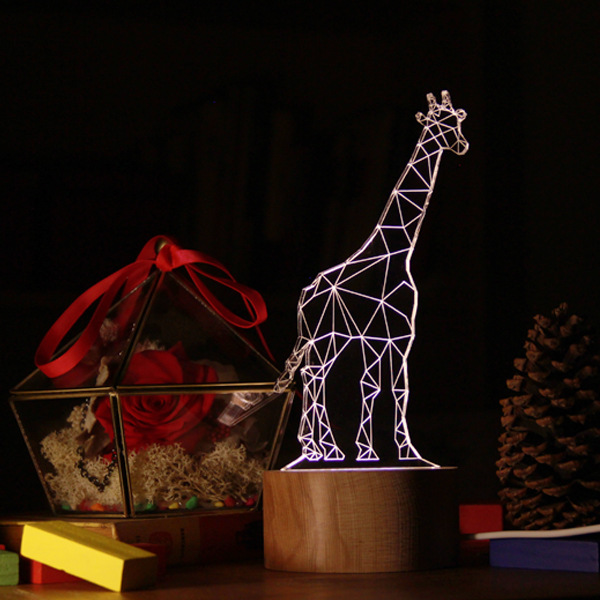 长颈鹿 小夜灯 实木创意灯 宜家简约动物台灯生日礼物节日礼物