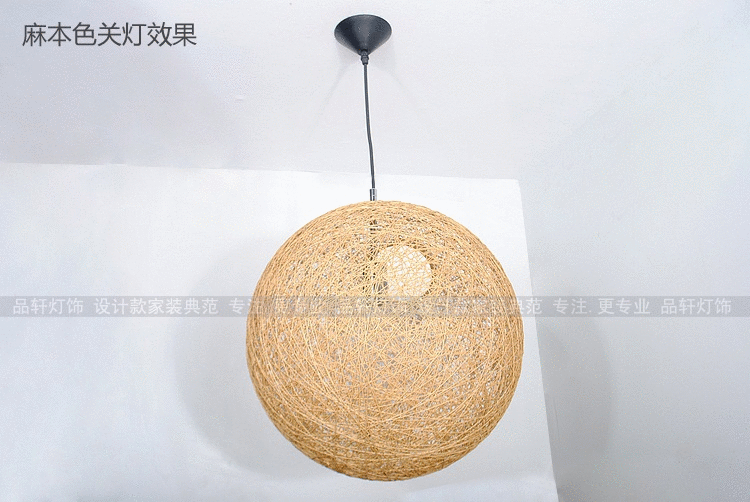 批发简约北欧餐厅灯具酒吧创意麻绳竹编藤艺灯饰led线球麻球吊灯