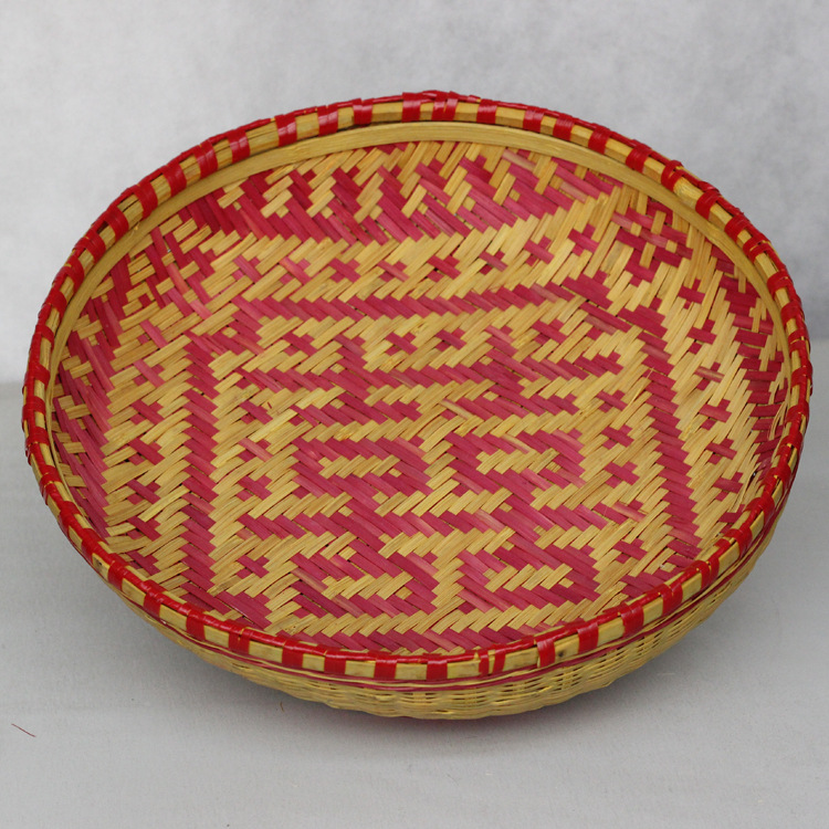 全手工竹编双喜字竹篮 酒店婚庆必用品摆件饰品 干果盘水果蓝