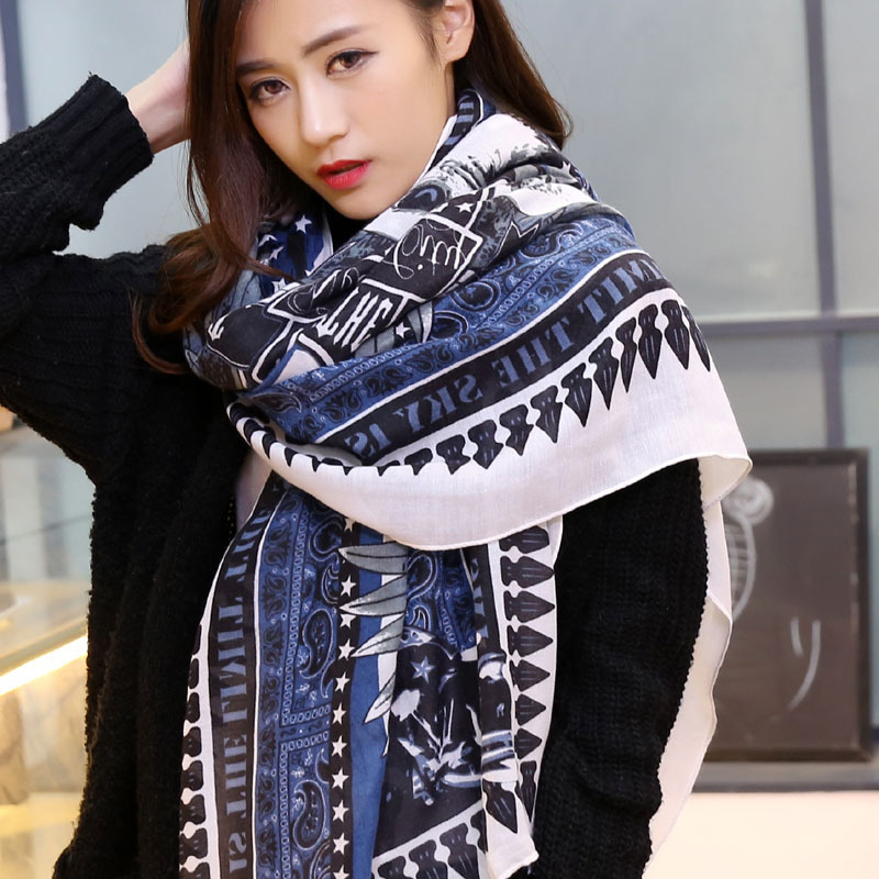 美国西部牛仔风格披肩 老鹰头星星图案柔软加大全棉披肩批发 b230