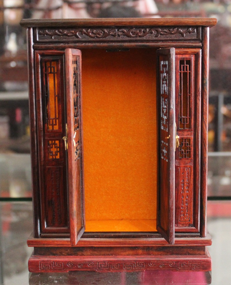 酸枝木雕迷你小佛盒 供奉佛龛