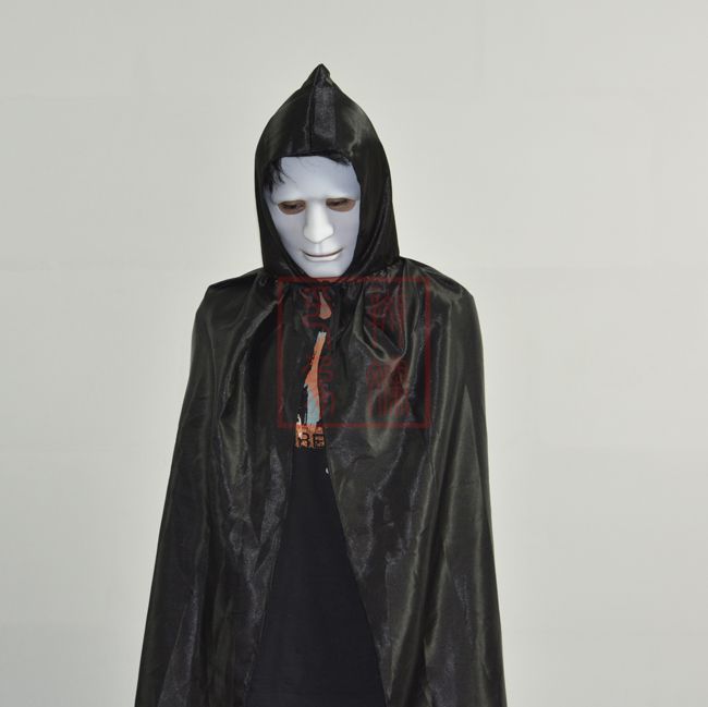 cosply万圣节派对装扮服装 黑色死神披风斗篷 巫师袍 加大带帽子