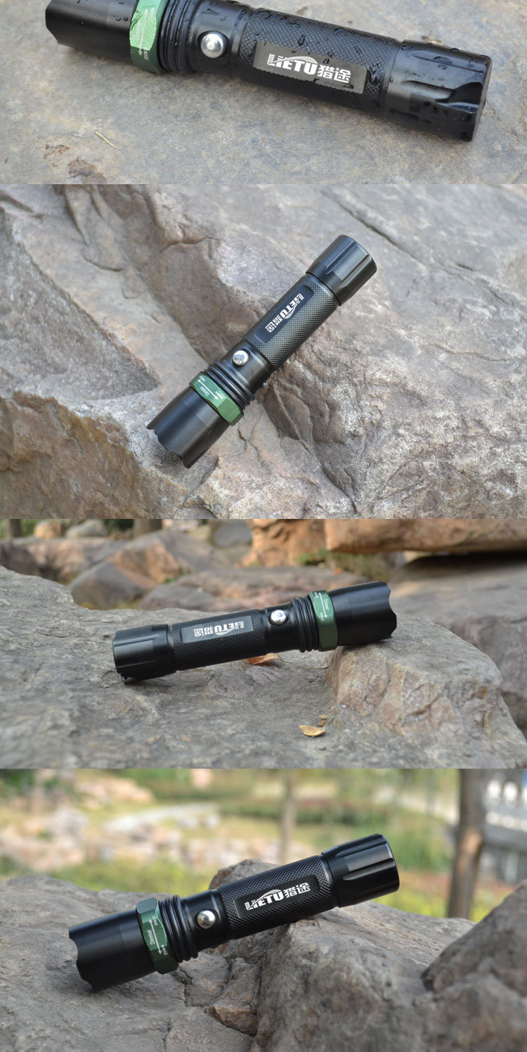 猎途户外正品强光手电筒 骑行q5远射led迷你调焦变焦家用可充电