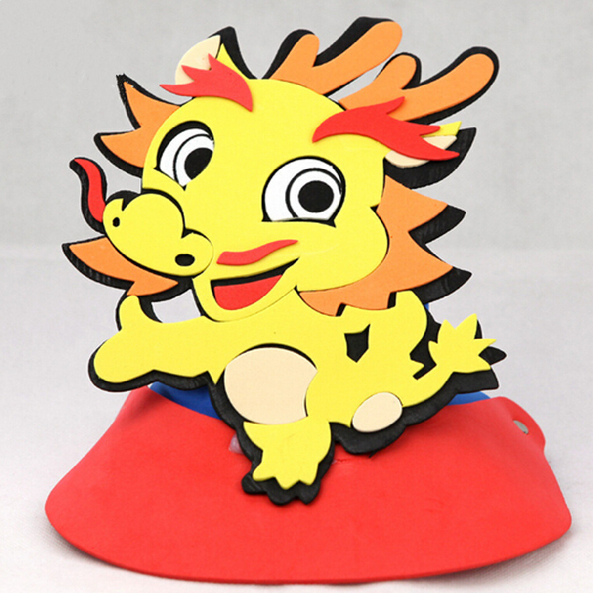 eva幼儿园表演道具12生肖龙头饰动物龙头套面具舞会生日派对帽子