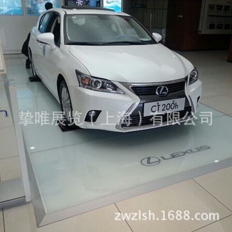 广德宣城宁国吴长兴超薄带铝合金斜坡车展钢化烤漆玻璃发光地展台