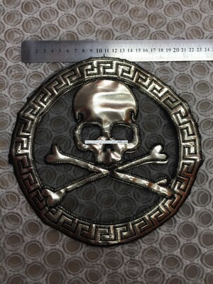 银色皮革布贴 衣服补丁贴 哈雷布贴 时尚图案贴 骷髅头布贴