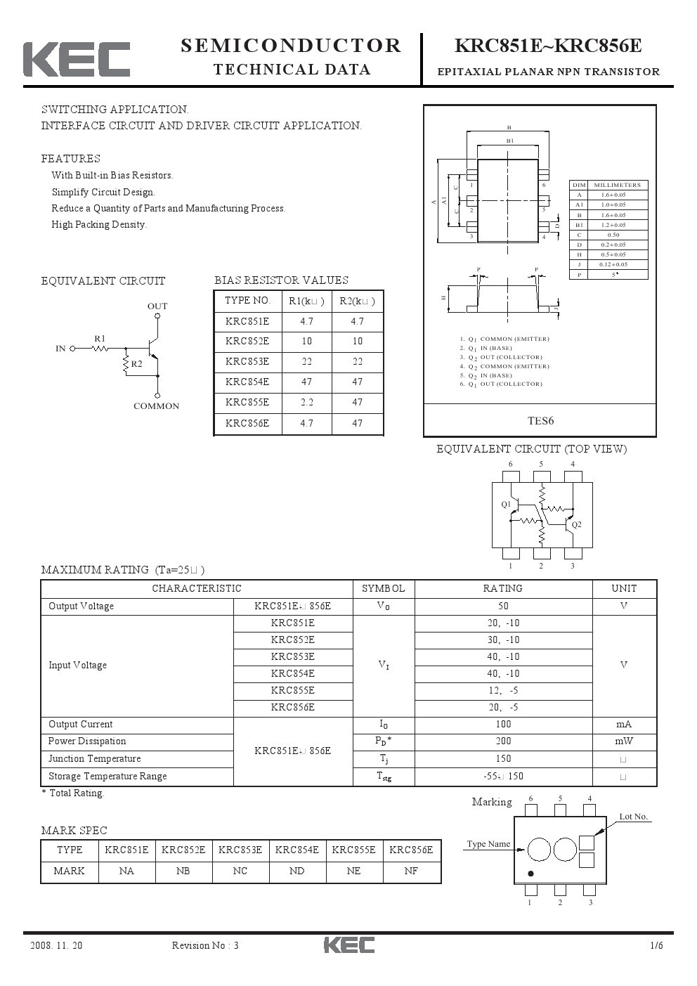 【kec/韩国电子】 krc856e