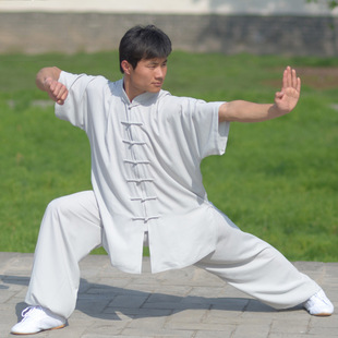 太极服秋冬棉麻弹力太极拳服装长袖表演服武术练功服中老年晨练服