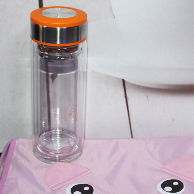 哈尔斯思诺 玻璃杯透明带盖水杯男女士茶杯双层隔热办公车载350ml