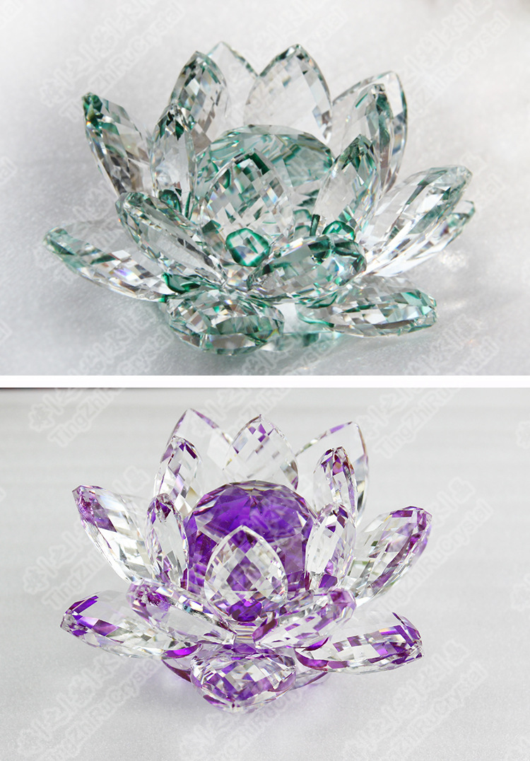 浦江水晶莲花 k9七彩玻璃莲花摆件 家居柜台装饰工艺品 佛.