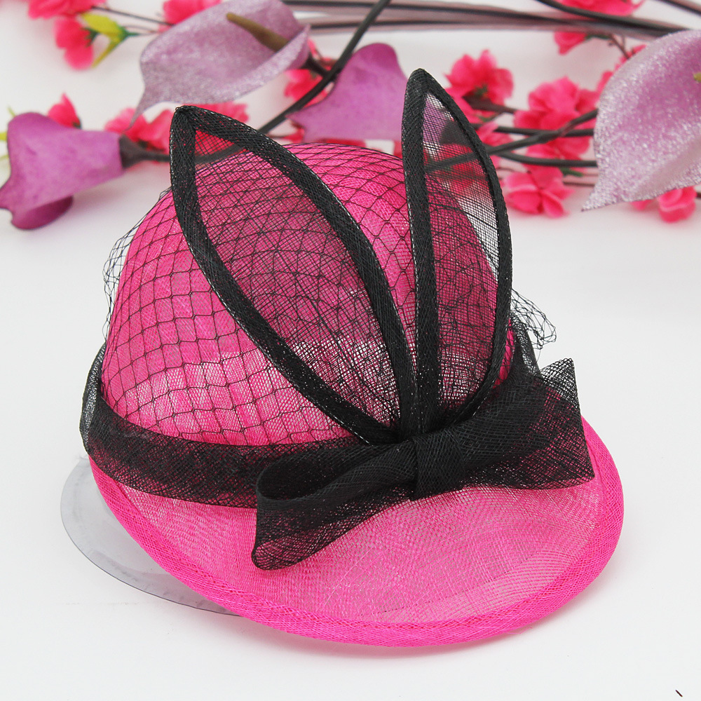 韩版可爱免耳朵网帽 圆顶女士时尚麻纱帽