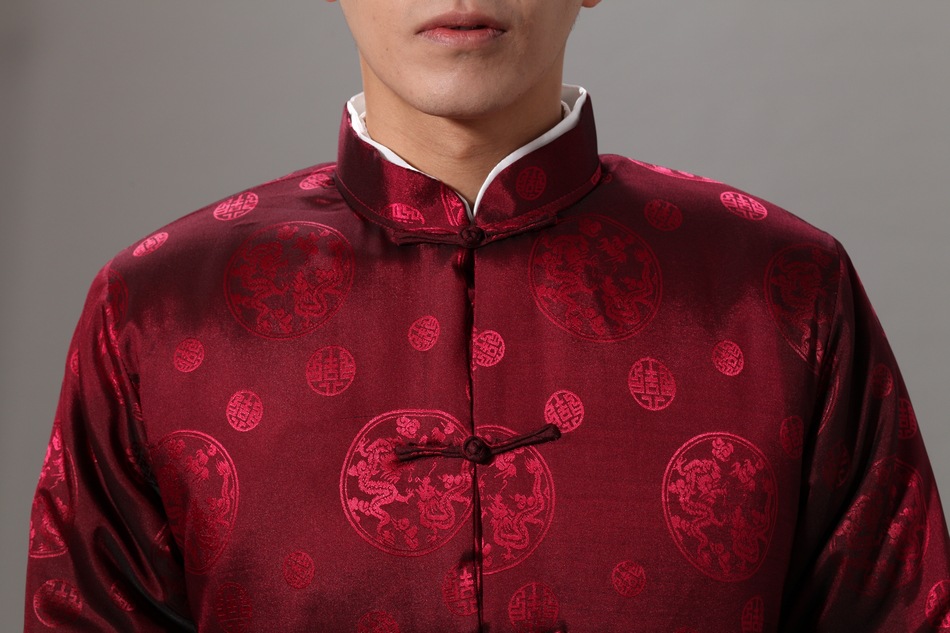 中老年人高级黑色绸缎外套新款夹棉复古中式唐装男式棉袄棉衣棉服