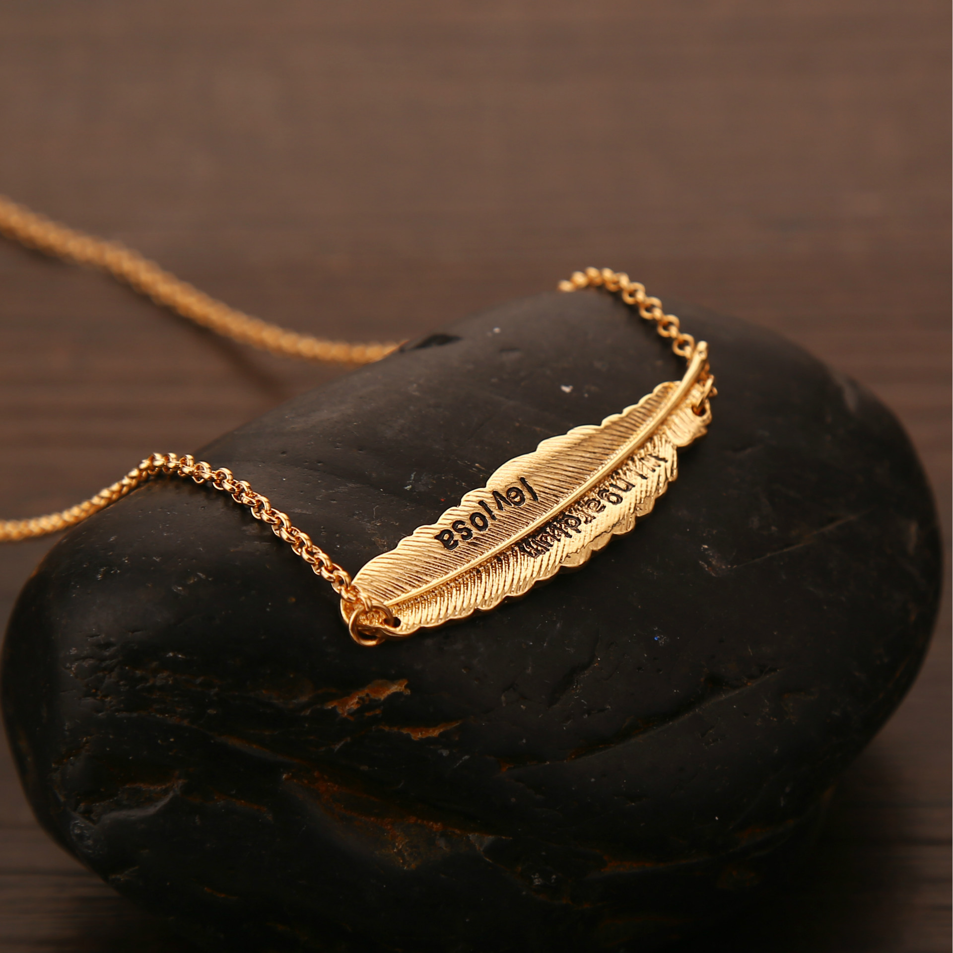 速卖通爆款 wingardium leviosa 哈利波特合金羽毛金叶子项链