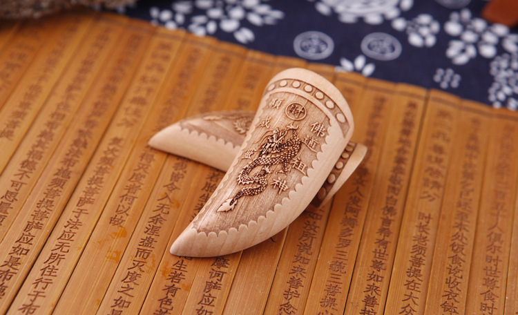 文王风水工艺品 圣卦批发 双龙桃木羊角圣卦 占卜算卦 风水用品