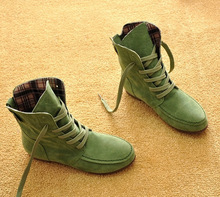 338-5 21冬季新款女靴子平底短靴女系带马丁靴学生大码女鞋单靴秋