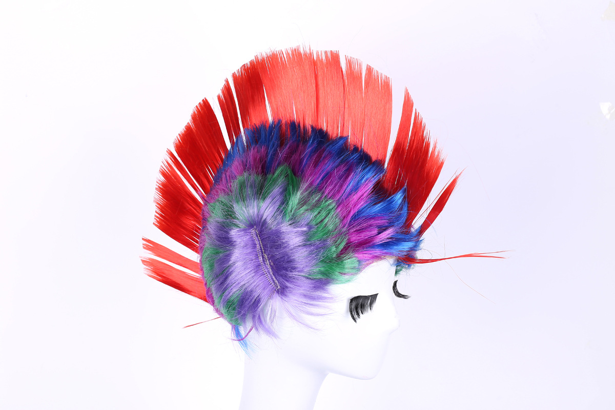 厂家假发批发定做 彩色鸡冠头欧美假发 个性莫西干假发速卖通热销