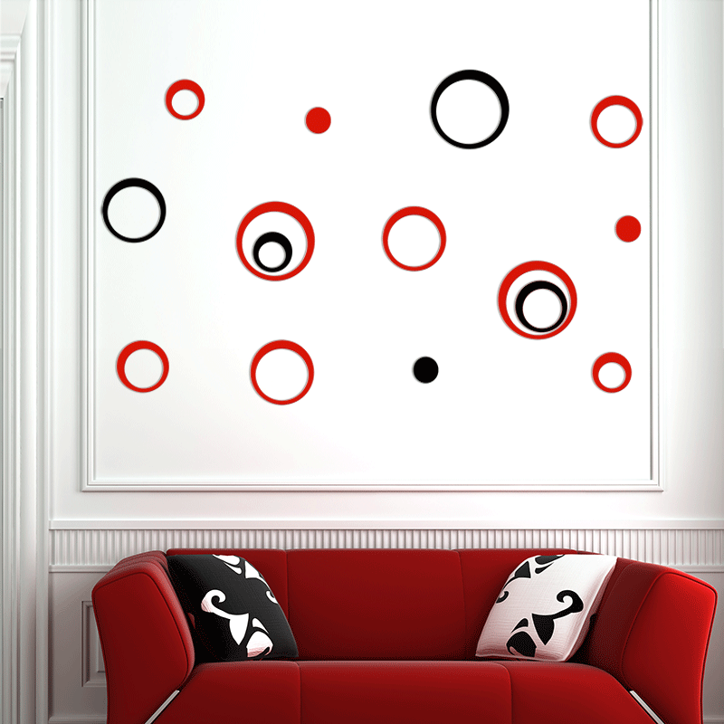 跨境3d圆环亚克力立体镜面墙贴客厅卧室电视背景墙圆圈家居装饰