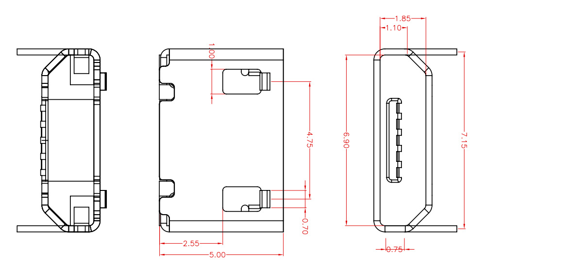 全铜microusb插座mk5p 麦克5p miniusb usb母座 前插后贴7.15