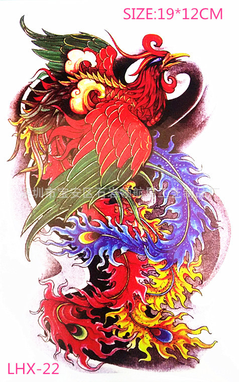 超大时尚防水花臂刺青身体彩绘环保火凤凰纹身贴纸厂家直销批发