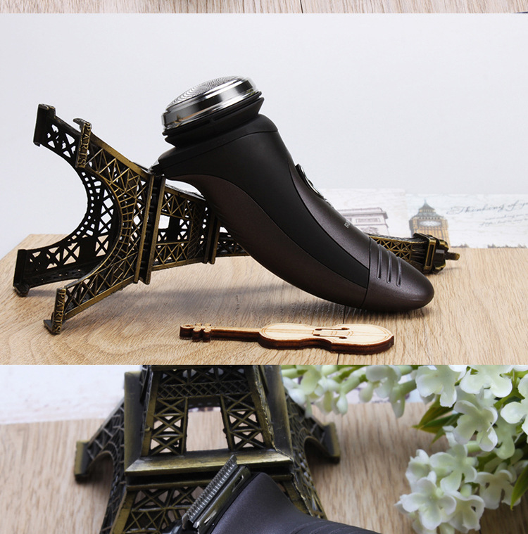 朗威犀牛角剃胡刀旋转单头电动剃须刀 男士刮胡刀充电刮胡刀