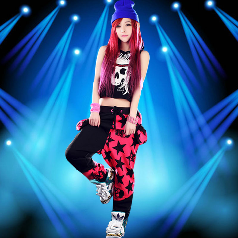 2015夏季性感街舞爵士舞服装女高腰短裤嘻哈舞蹈服套装ds演出服