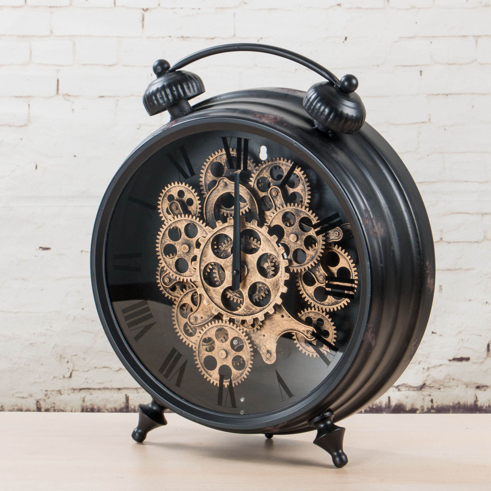 zakka创意家居装饰工艺钟铁艺软装立钟客厅复古仿机械齿轮座钟